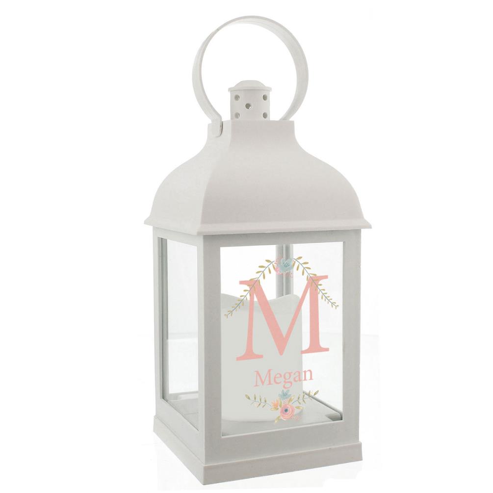 Personalised Floral Bouquet White Lantern £15.29